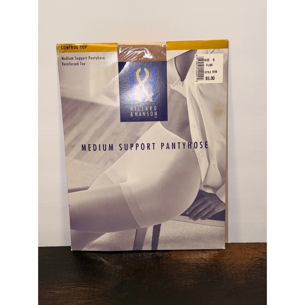 Hillard & Hanson Womens Medium Support Pantyhose Flax Size B Control Top 919 NIP